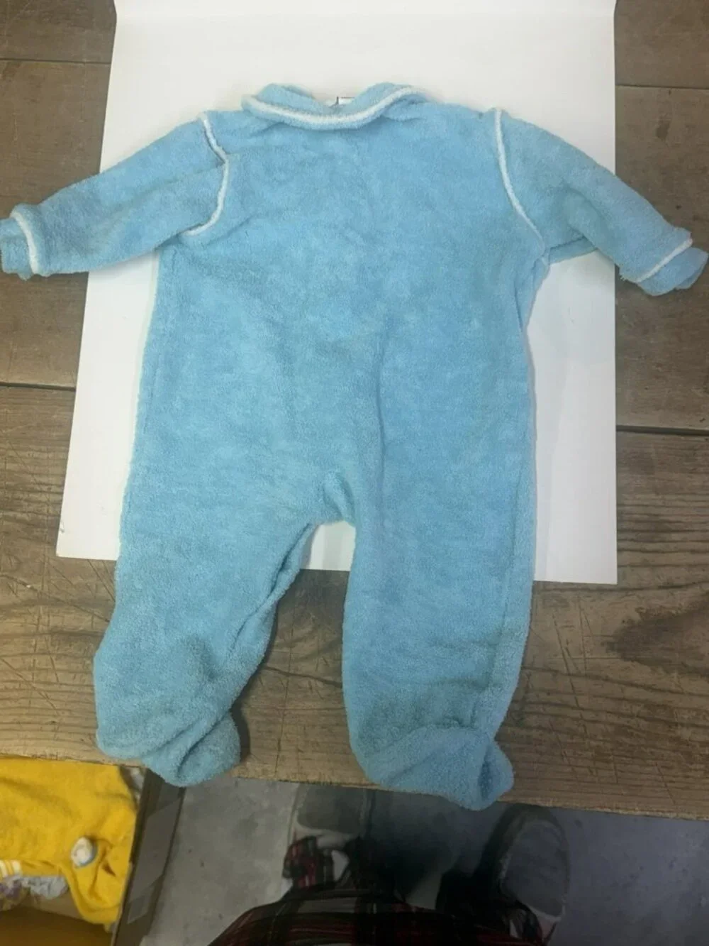 (2) Vintage Lacoste Yellow Blue Terry Cloth Baby Sleeper Pajamas Large 19-27 LBS